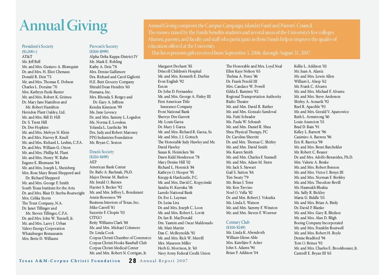 Texas A&amp;MCorpus Christi Foundation Report 2007 by Texas A