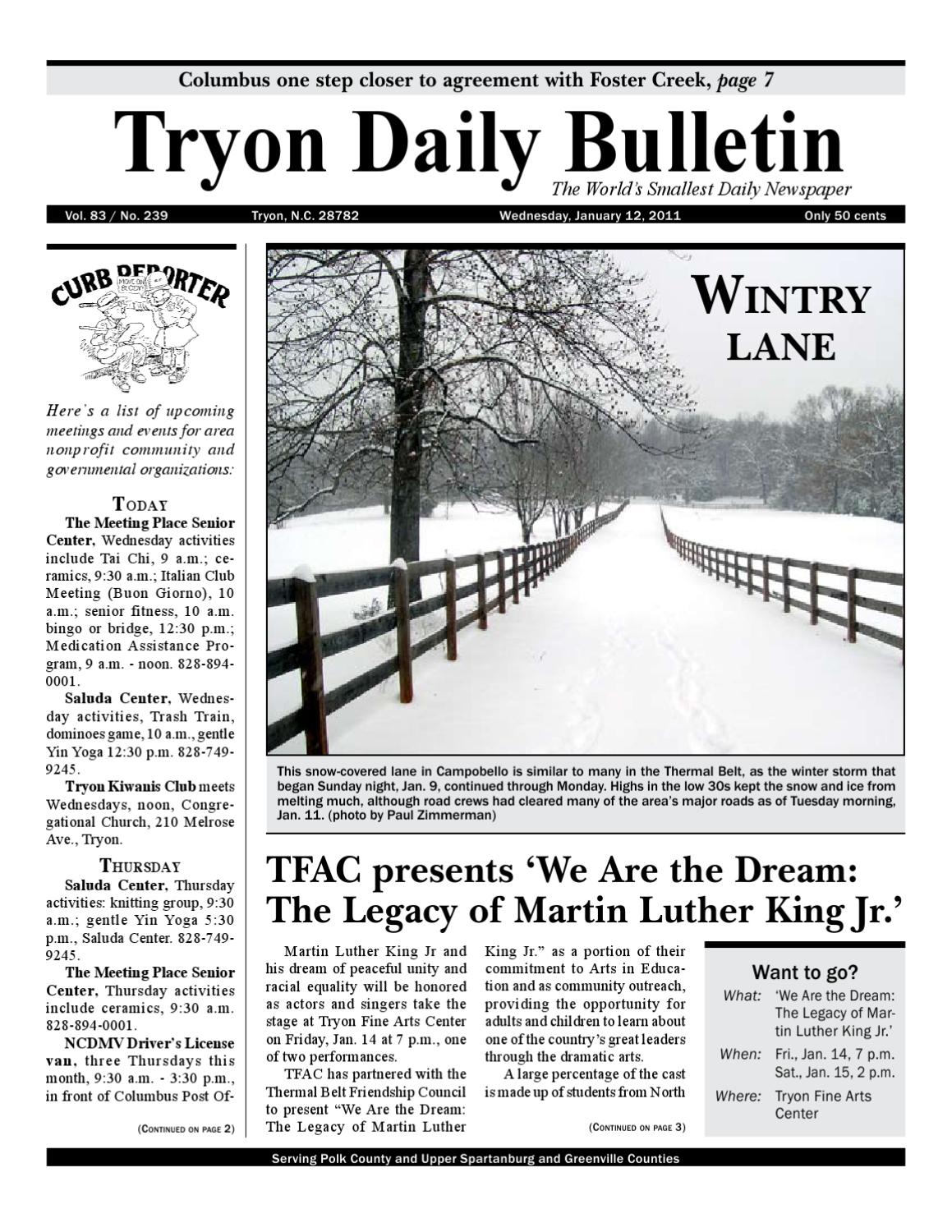 Daily Bulletin 20110112 by Tryon Daily Bulletin - Issuu