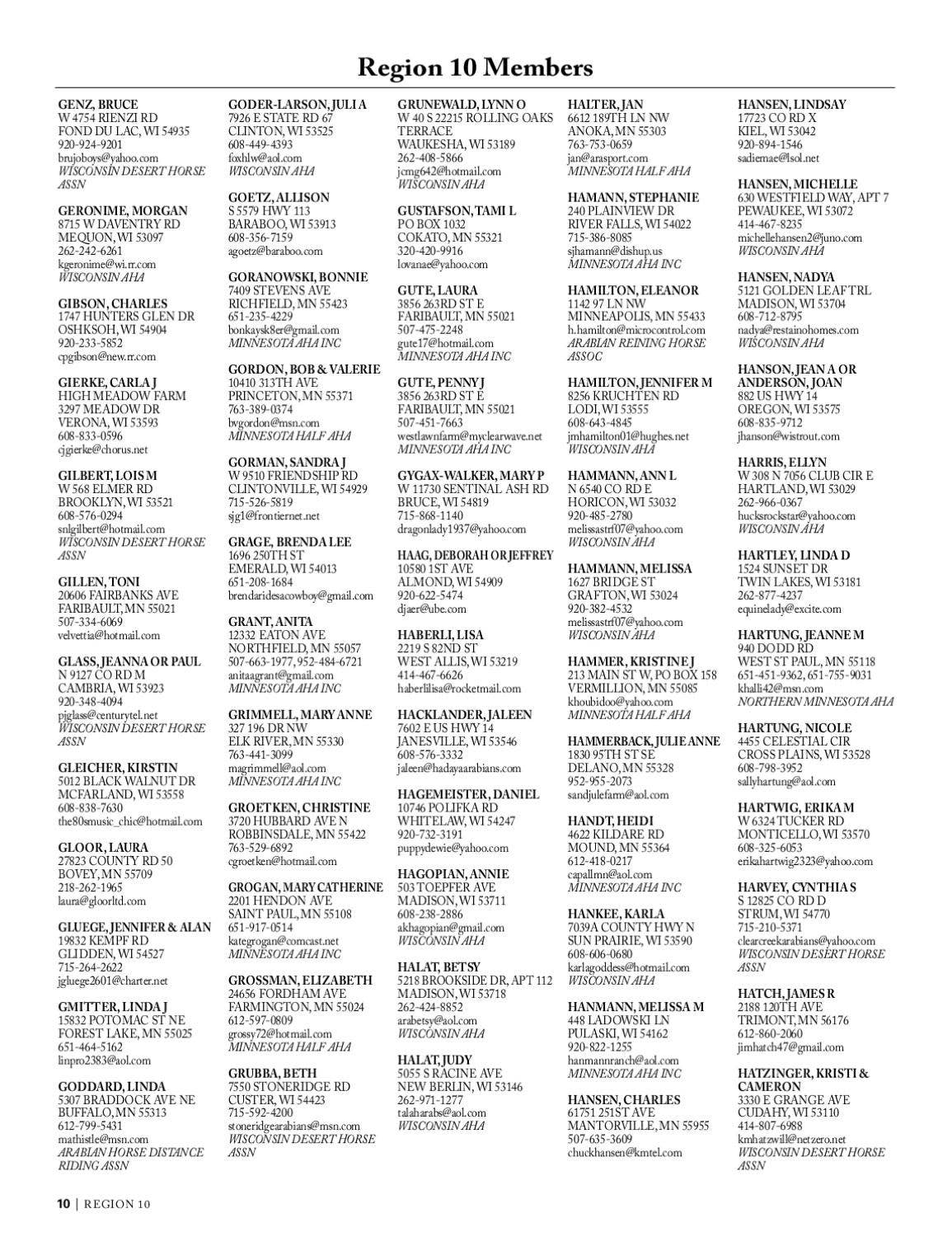 Region 10 Directory 2010 by Arabian Horse Times - Issuu