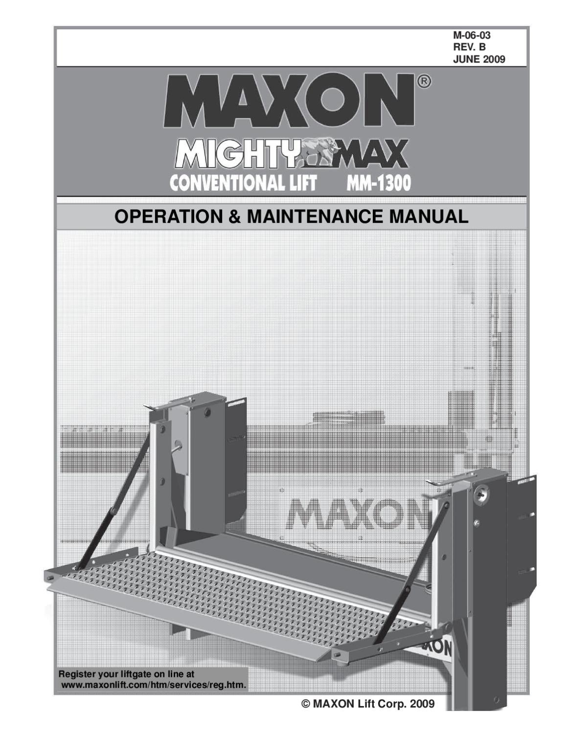 Maxon 1300 Pickup Liftgate Parts Manual by THE Liftgate Parts Co. Issuu