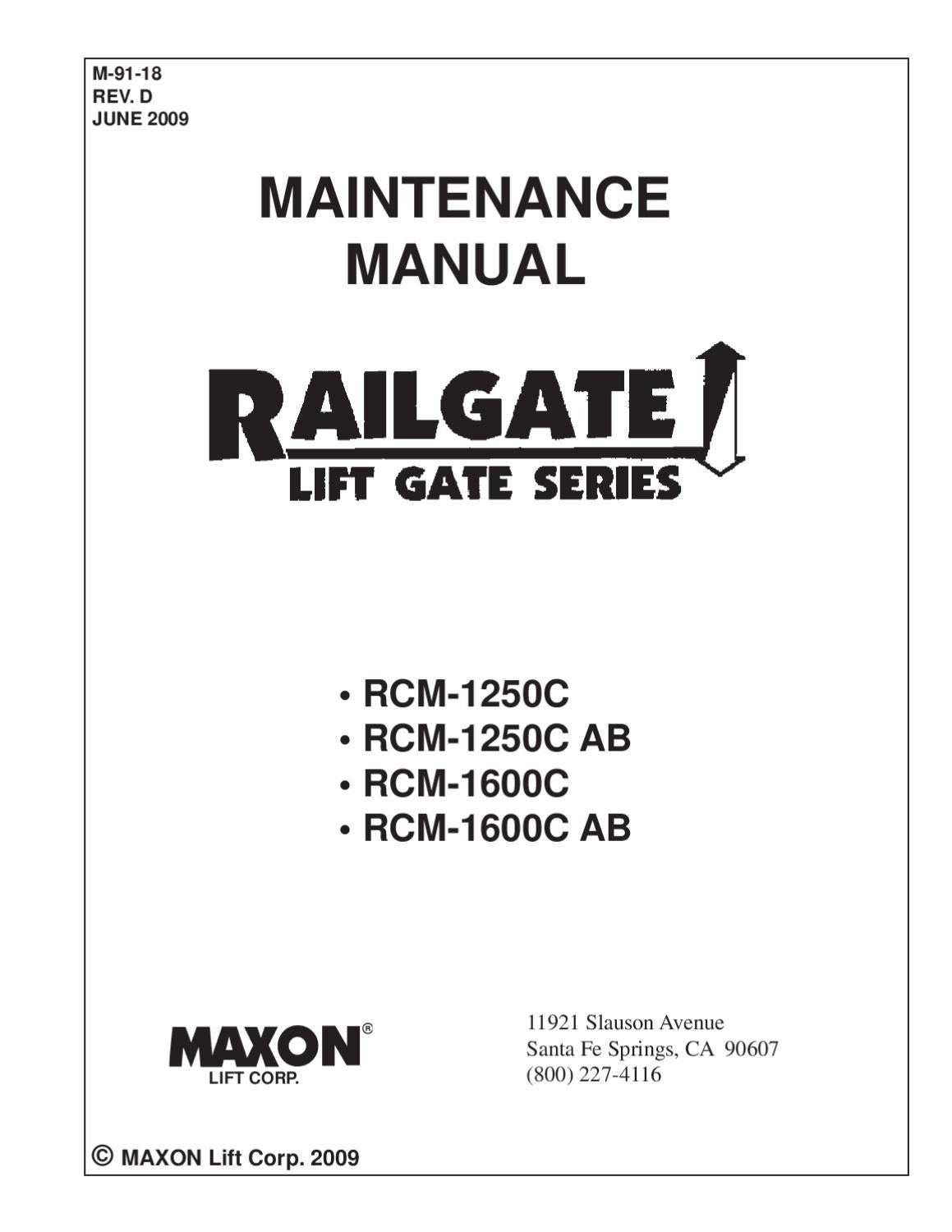 Maxon RCM Series Liftgate by THE Liftgate Parts Co. Issuu