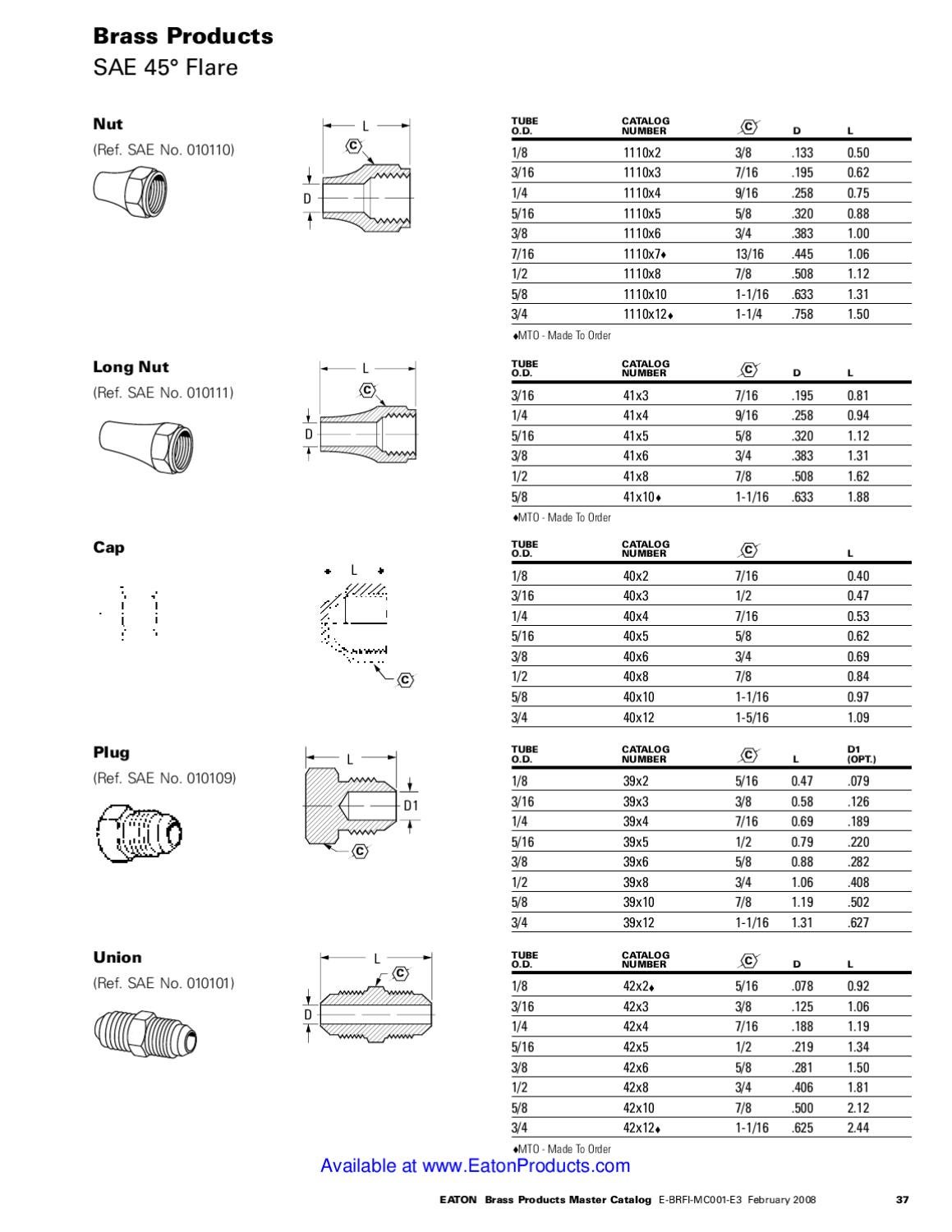 Brass Products Master Catalog Eaton Weatherhead Aeroquip Eaton Aeroquip