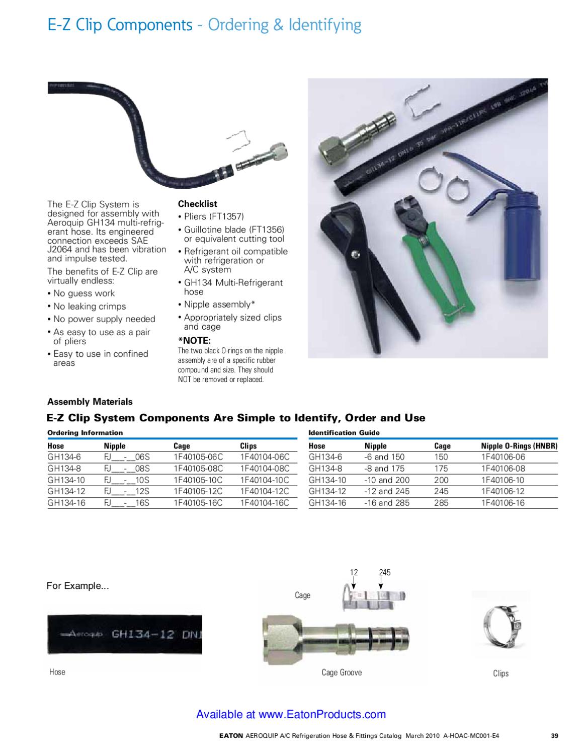 Eaton Aeroquip Weatherhead EZ Clip Air Conditioning Hose and Fittings