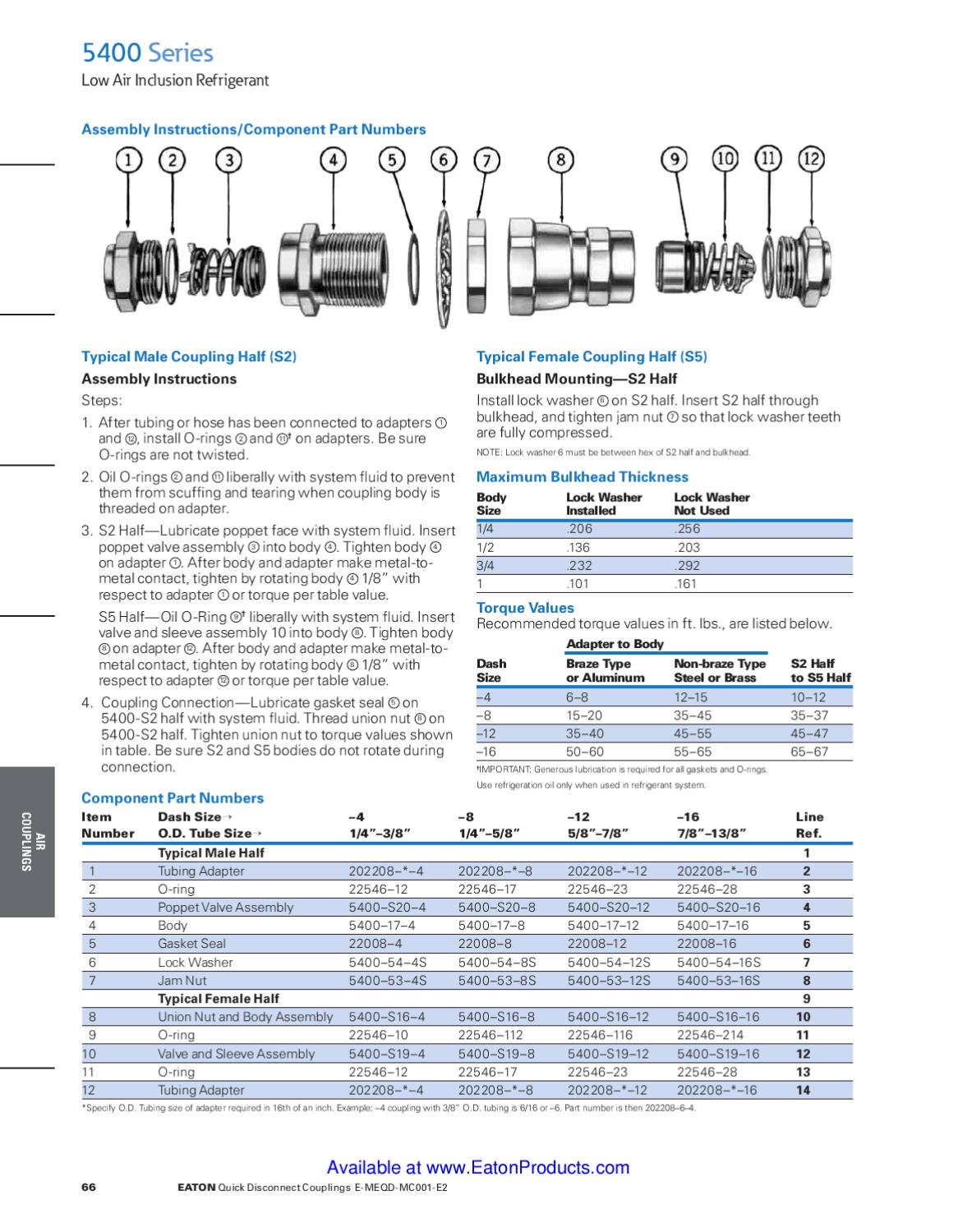 Eaton Aeroquip Quick Connect Disconnect Couple Coupler Catalog by
