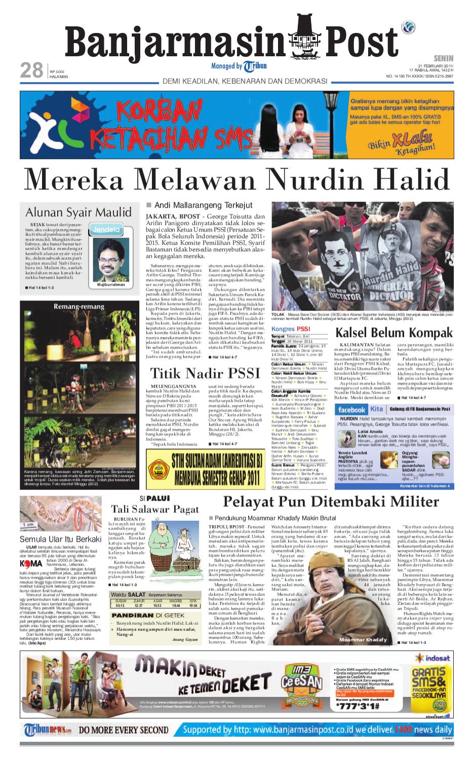 Banjarmasin Post Edisi Cetak Senin 21 Februari 2011 By Banjarmasin Post -  Issuu