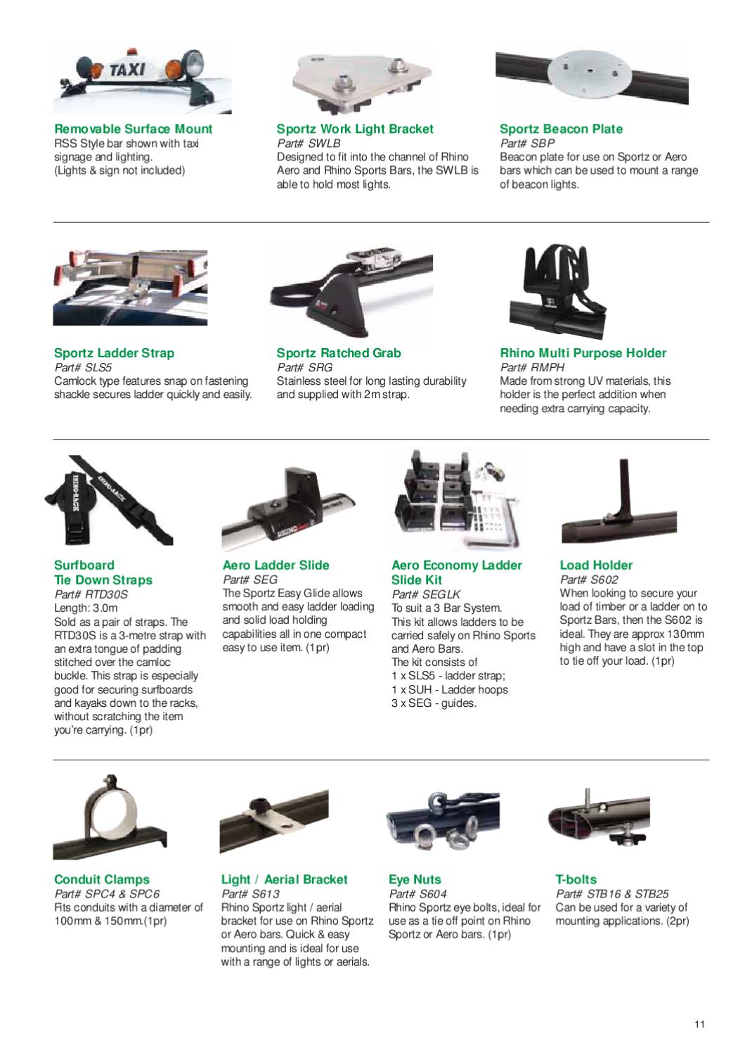 Rhino Rack Easy Glide Ladder Slide for Aero Bar 1 Pair