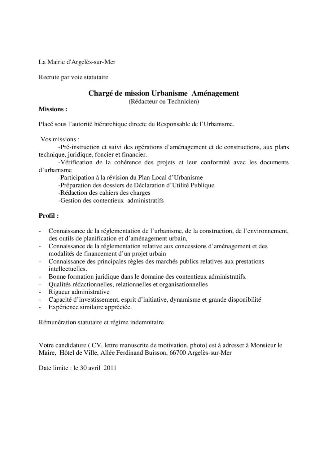 Chargé de mission UrbanismeAménagement by ArgelèssurMer Issuu