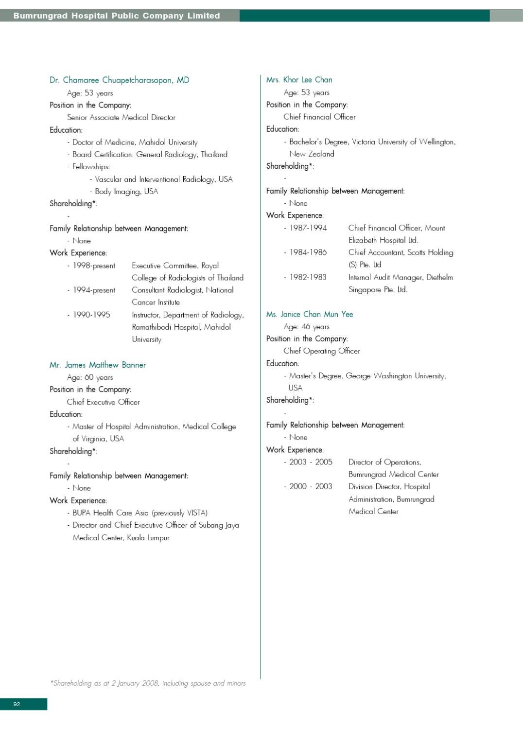 Bh Annual Report 2007 By Bumrungrad Hospital Public Company