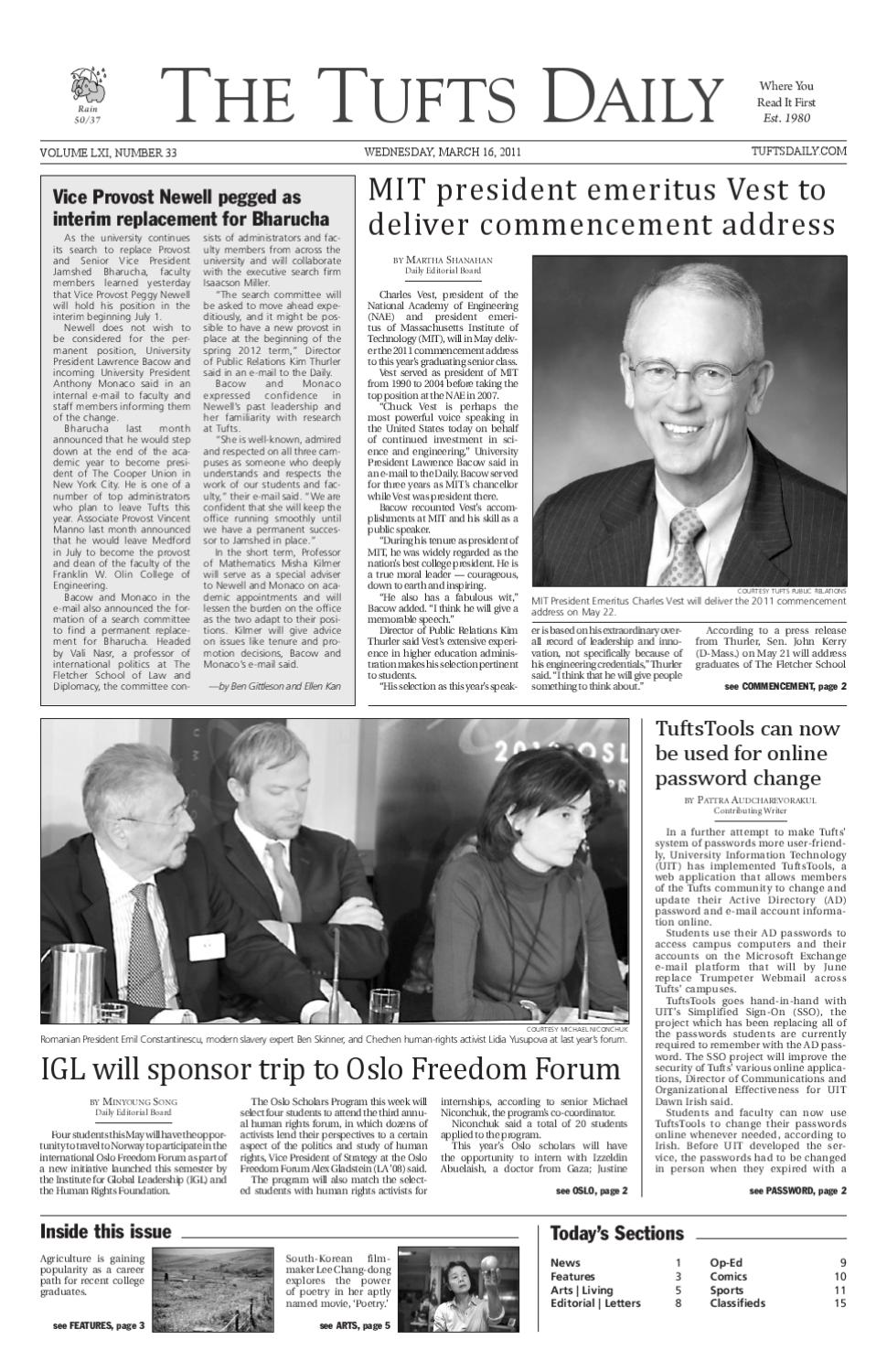 2011-3-16 by The Tufts Daily - Issuu