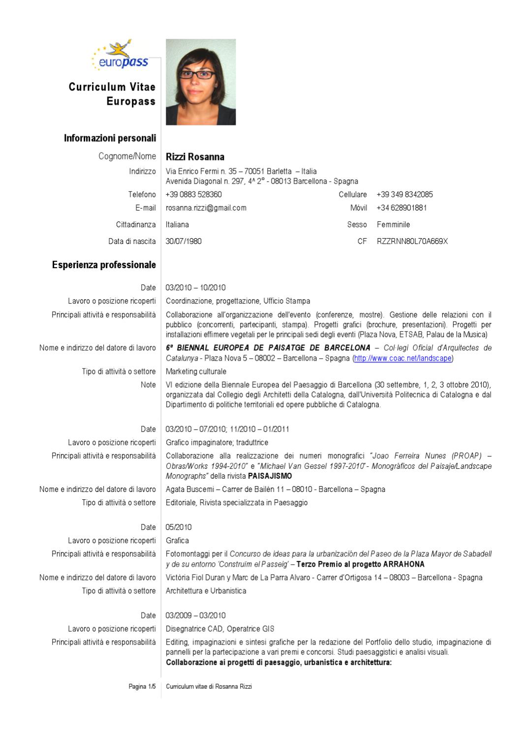 Curriculum Vitae Rosanna Rizzi by Rosanna Rizzi - Issuu