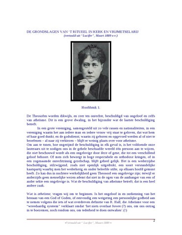 H.P. Blavatsky - 1889- 德文 Grondslagen van het ritueel in Kerk 英文 vrijmetselarij 第 2 页