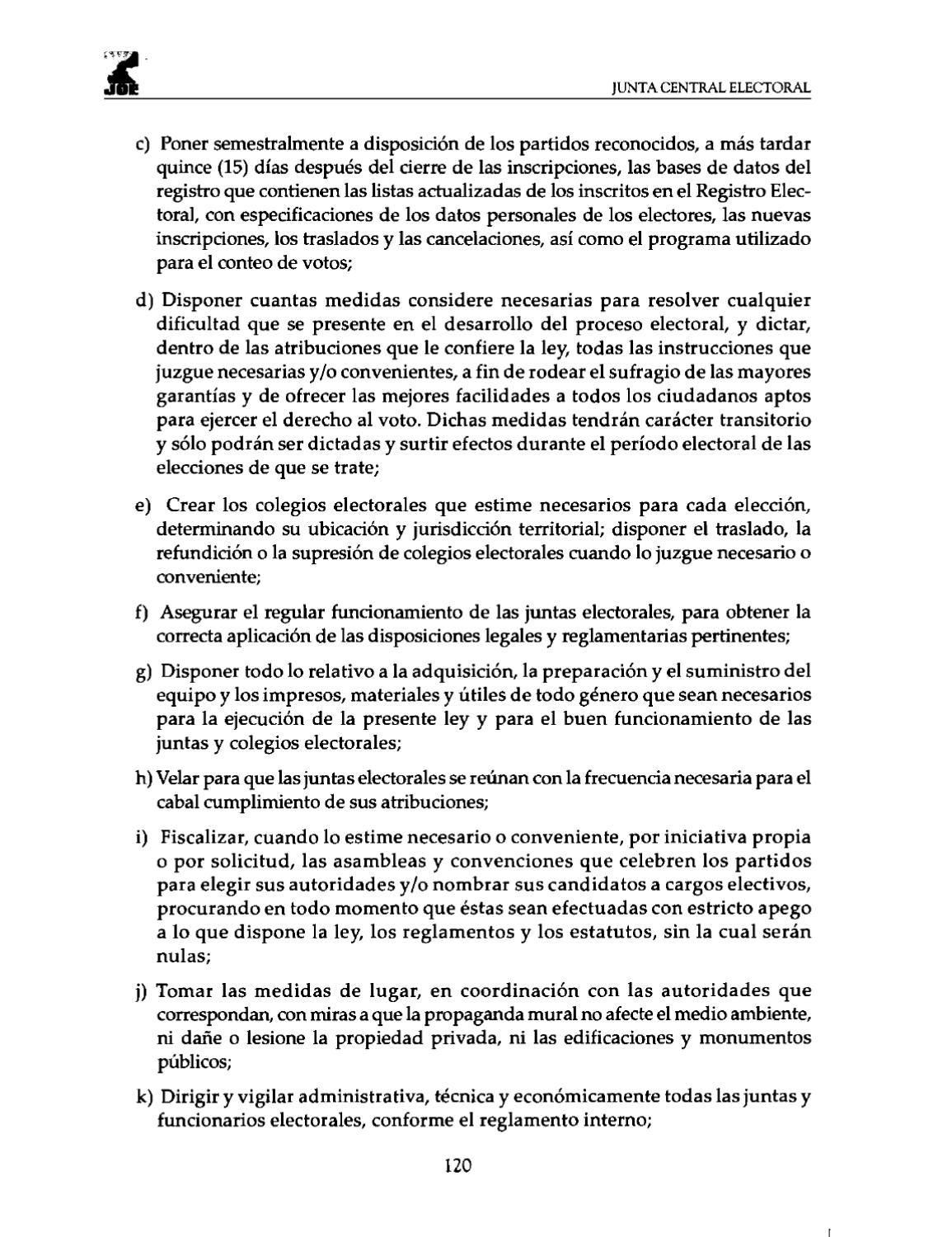 Compilacion de la Legislacion Electoral 2010 by Junta Central Electoral