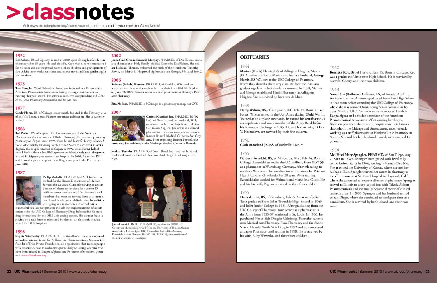 Uic Pharmacist Summer 2010 By Uic College Of Pharmacy Issuu