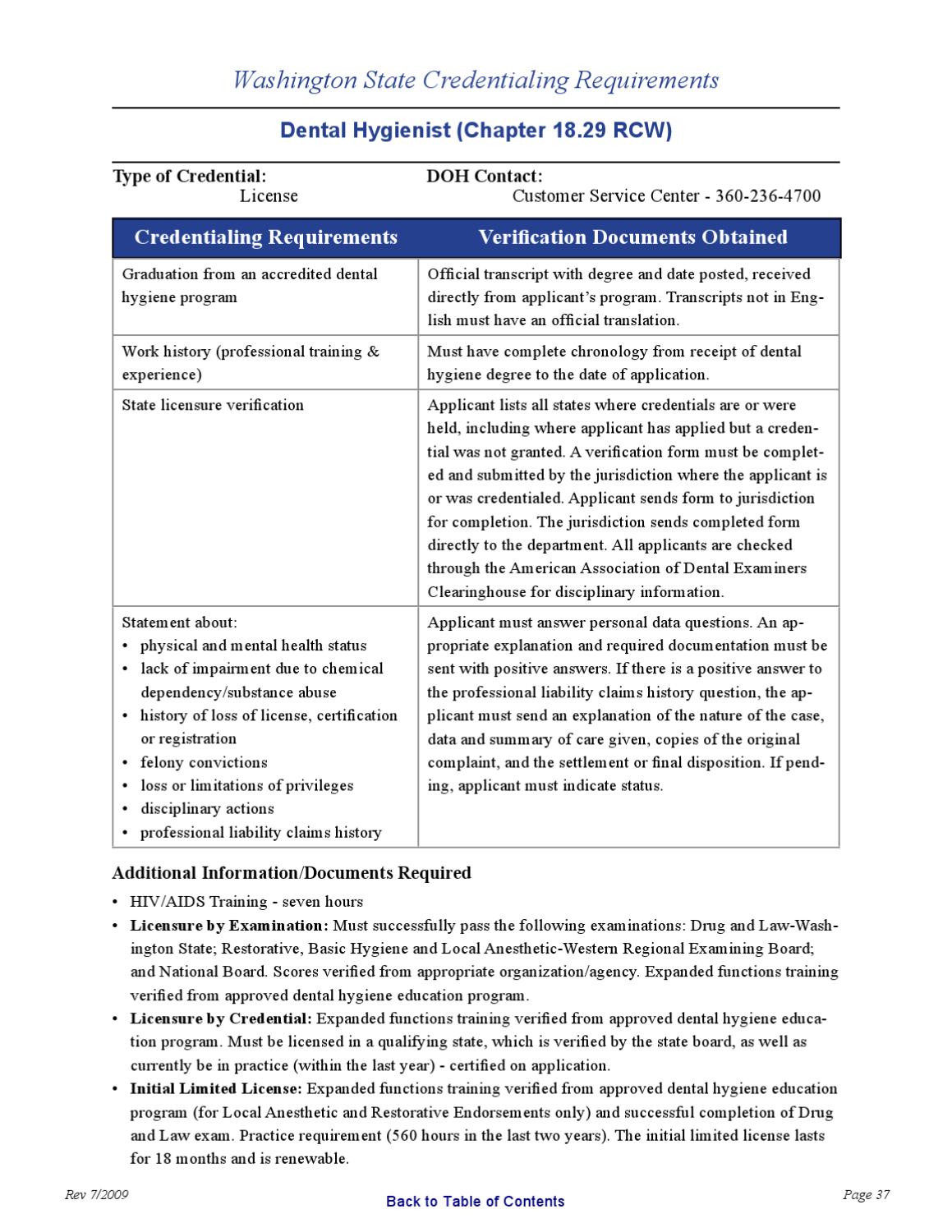Dental Hygienist Registration Info by Washington State Dental