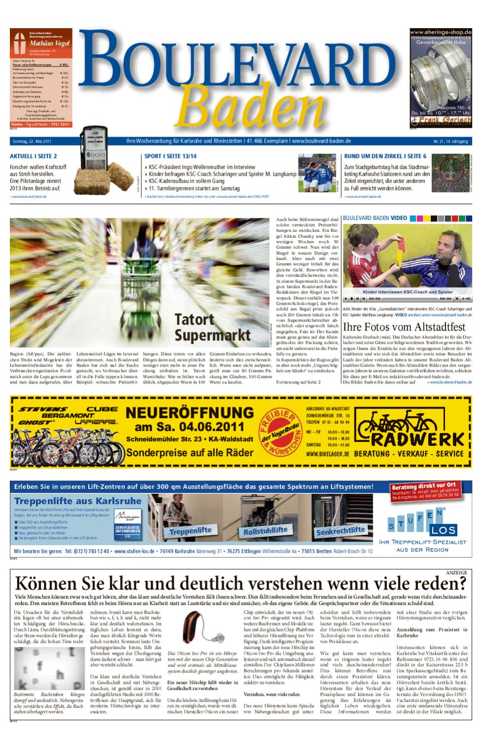 Boulevard Baden Ausgabe Karlsruhe Rheinstetten 22 05 2011 By Roser Media Issuu