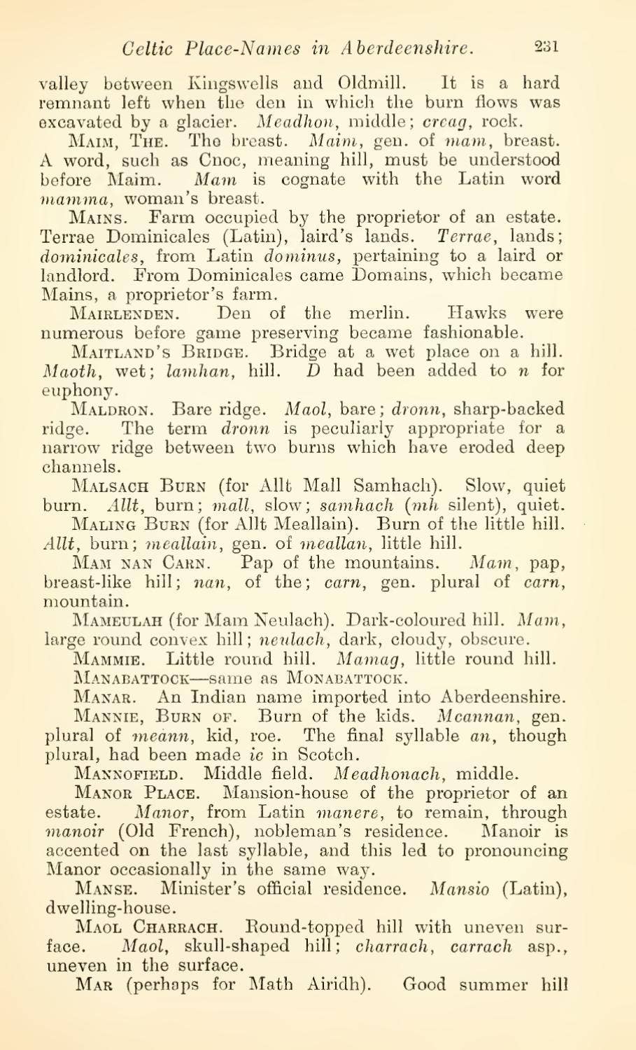 CELT-LING-Font-CELTIC PLACE NAMES IN ABERDEENSHIRE-MILNE by Marcial ...