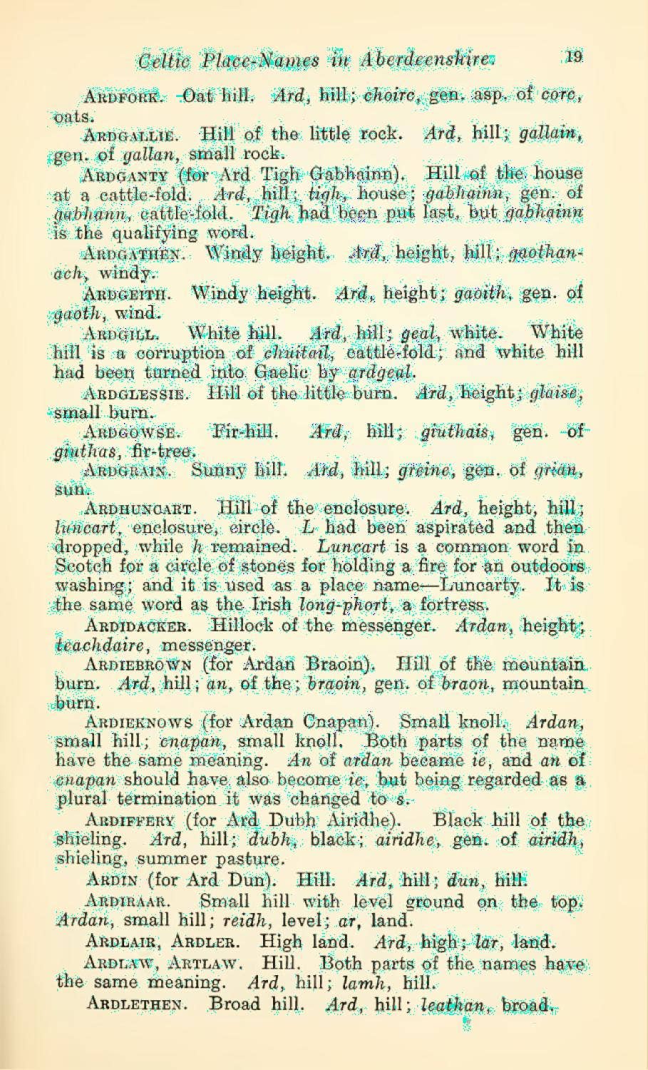 CELT-LING-Font-CELTIC PLACE NAMES IN ABERDEENSHIRE-MILNE by Marcial ...