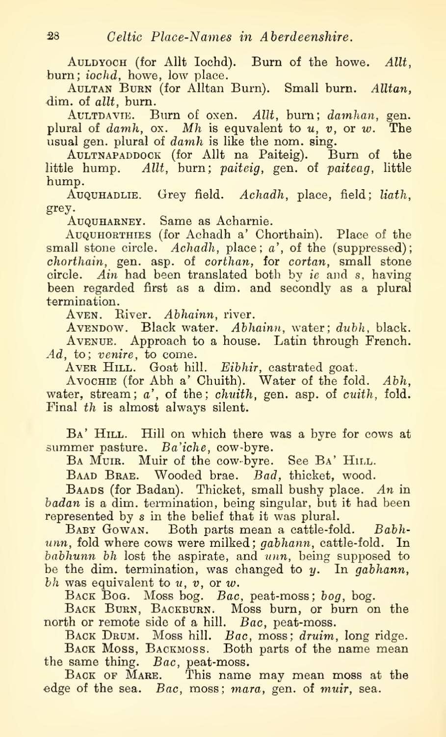CELT-LING-Font-CELTIC PLACE NAMES IN ABERDEENSHIRE-MILNE by Marcial ...