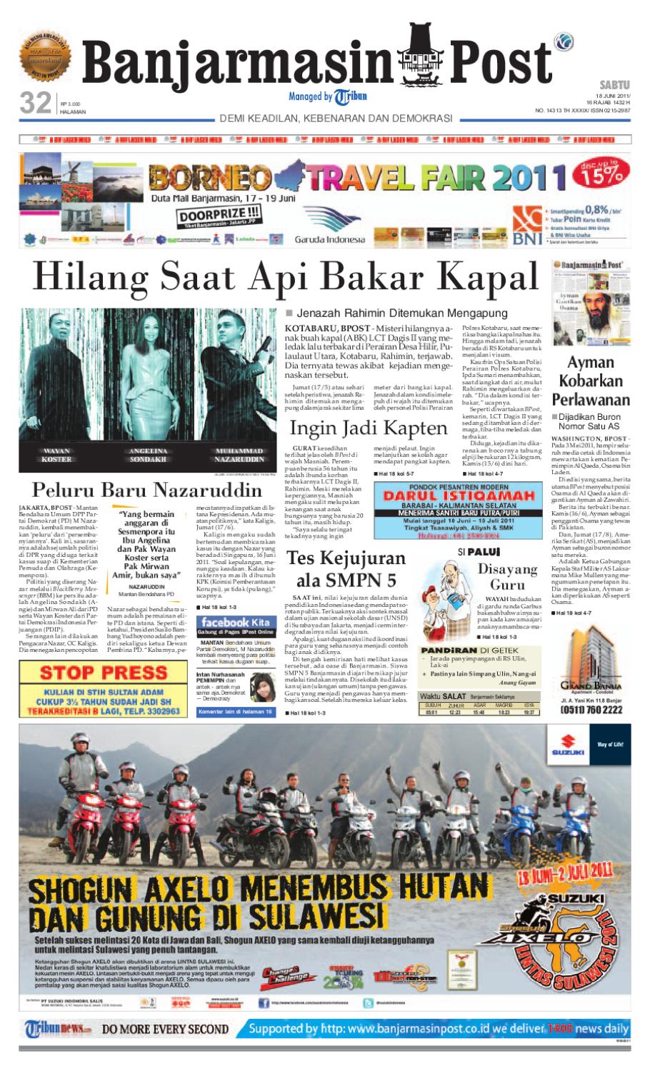 Banjarmasin Post Edisi Cetak Sabtu 18 Juni 2011 by Banjarmasin 