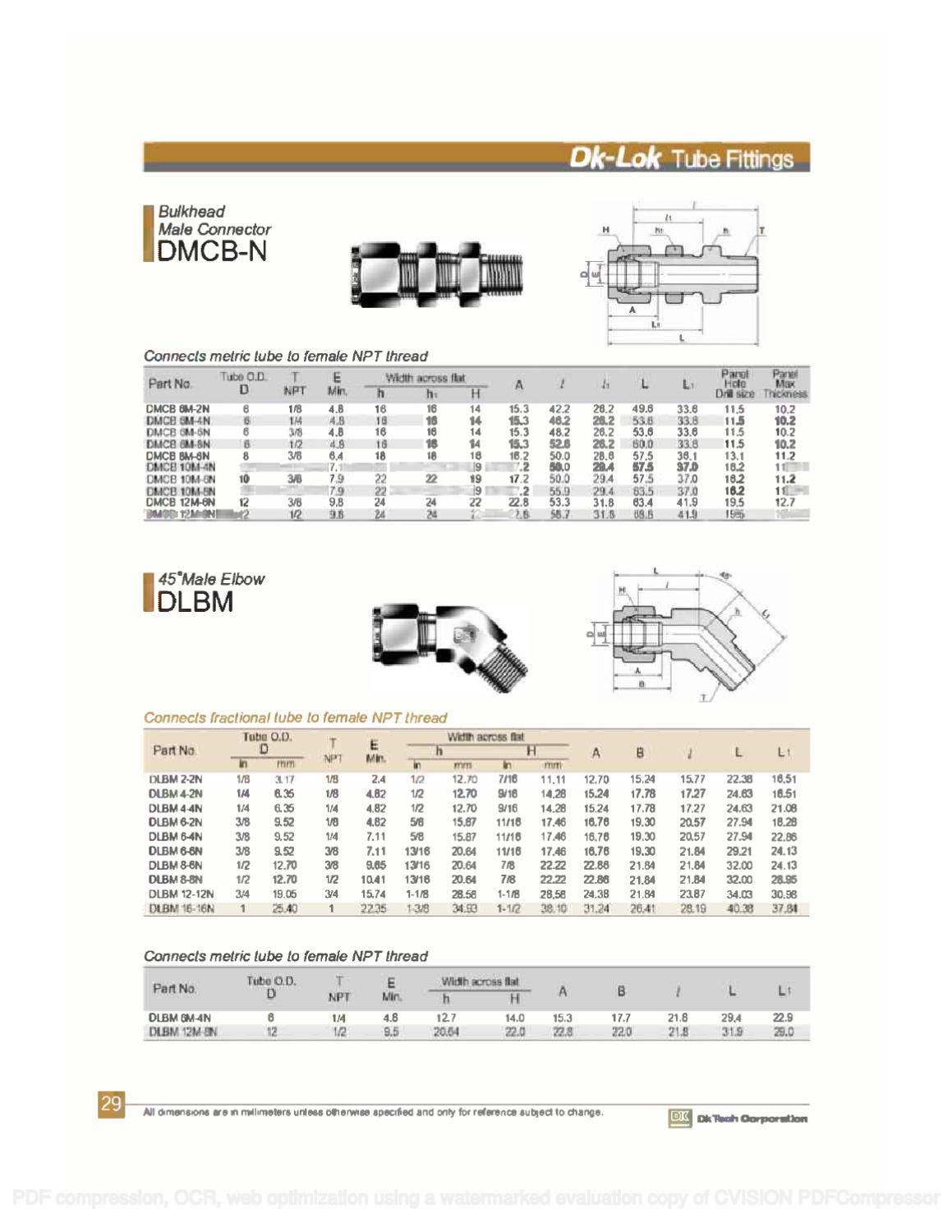 DKLok Tube Fittings Catalog, Complete by RMC Process Controls