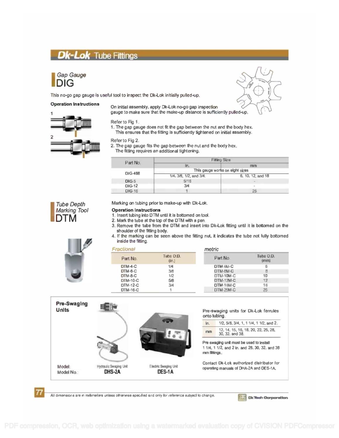 DKLok Tube Fittings Catalog, Complete by RMC Process Controls