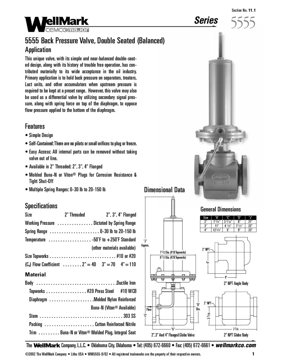 5555 Valve Specification, Order Code & Parts Manual by RMC Process