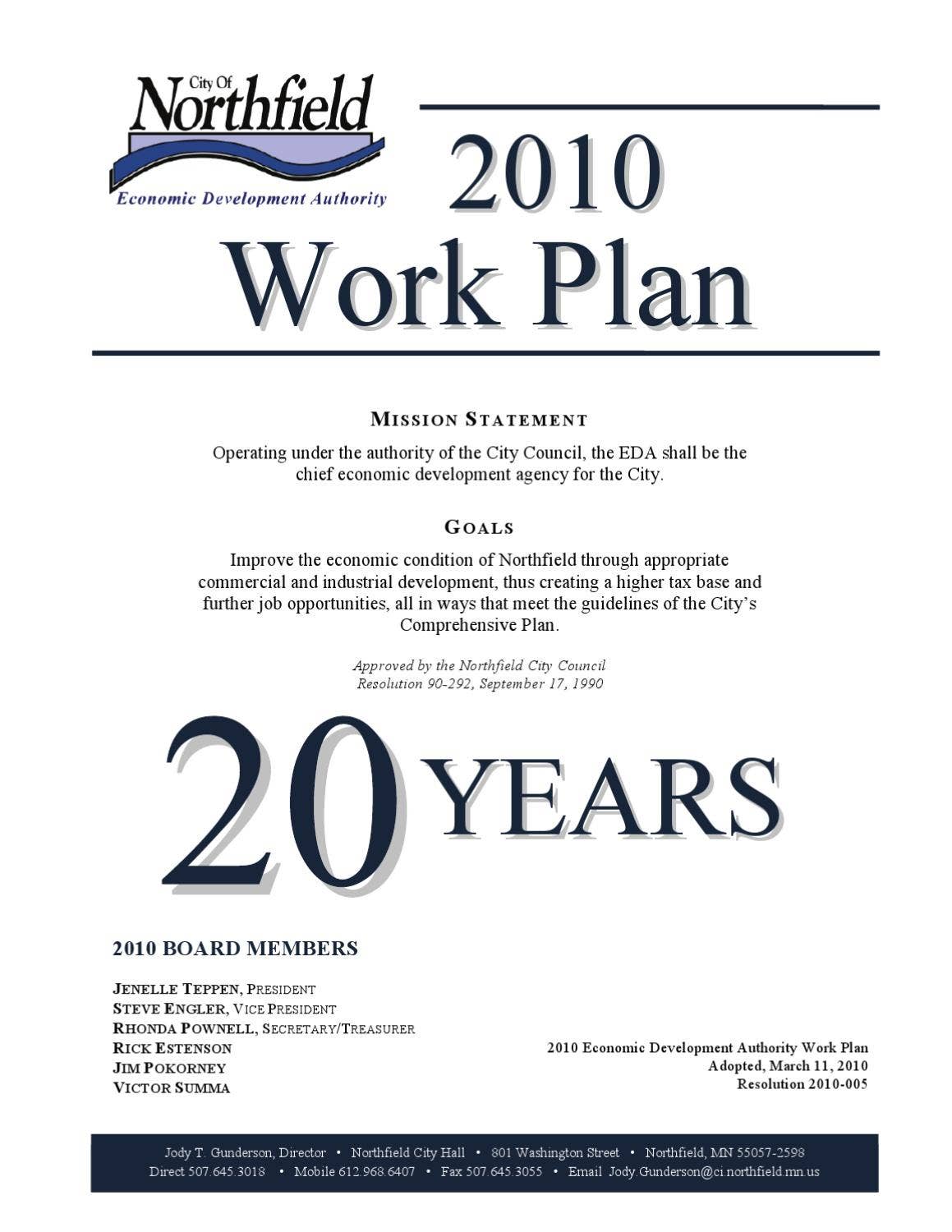 2010 EDA Work Plan by Jody Gunderson - Issuu