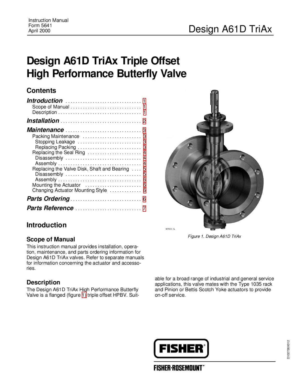 A61D Valve Instruction Manual by RMC Process Controls & Filtration, LLC