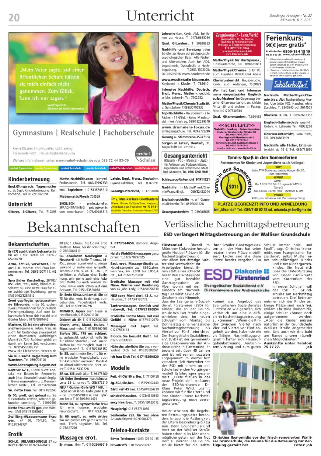 bekanntschaften sendlinger anzeiger
