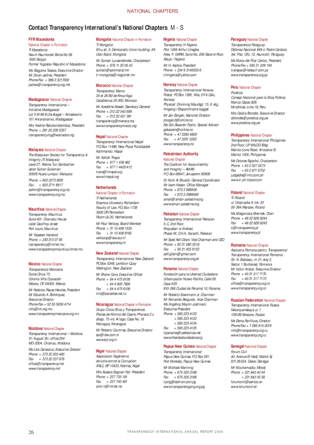 Annual Report Transparency International 2005 by Transparency 