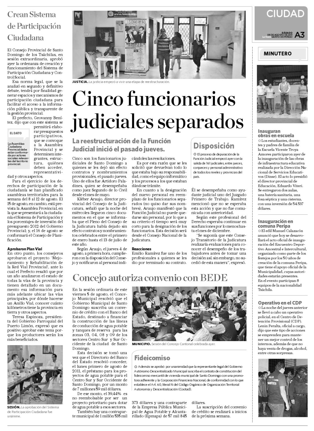 Edicion Impresa Santo Domingo Del 6 De Agosto De 11 By La Hora Ecuador Issuu