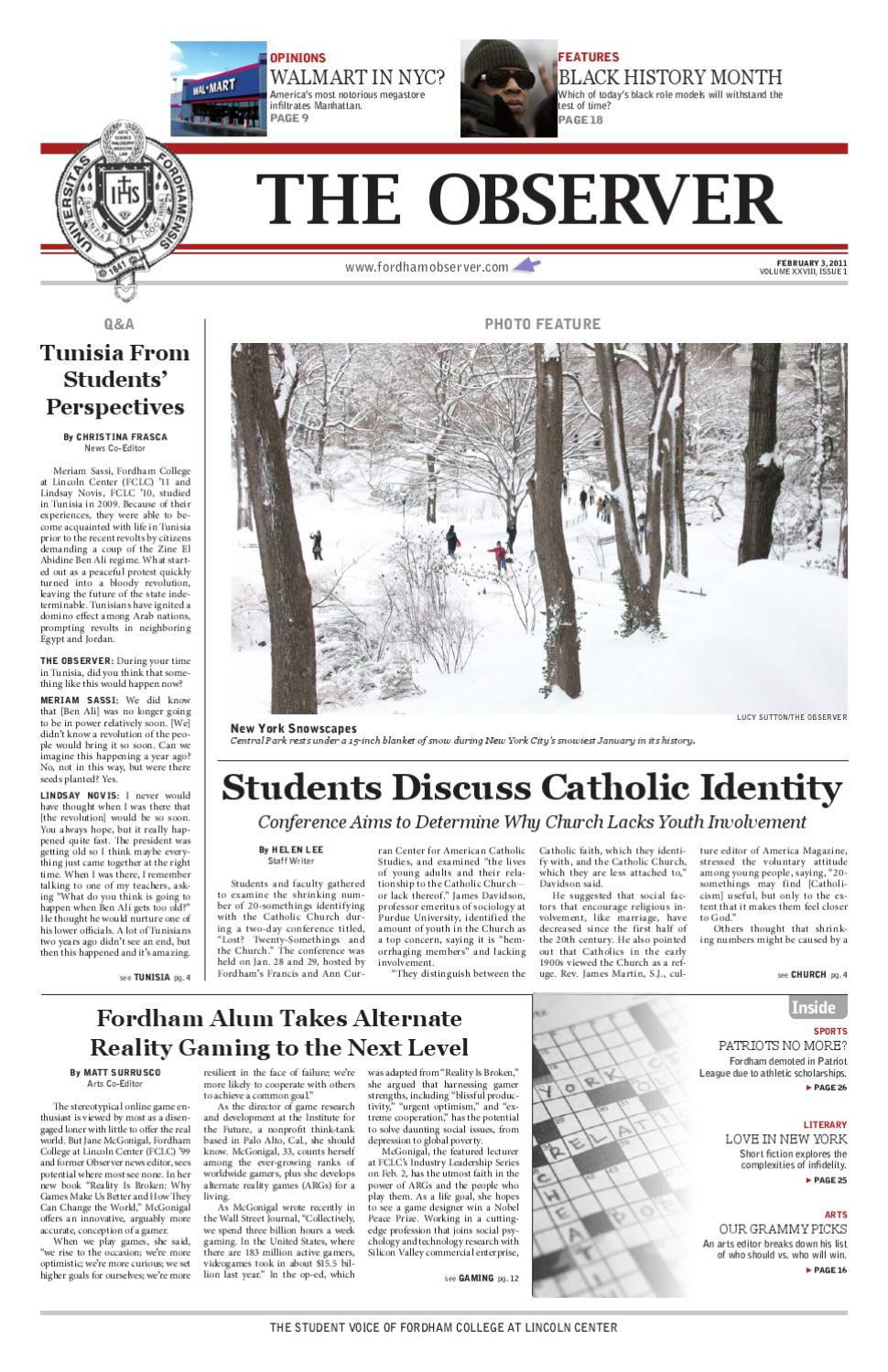 Observer Issue 1 2011 by Fordham Observer Issuu