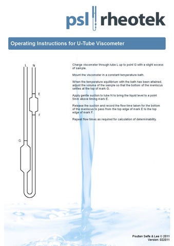 Operating Instructions for U-Tube Viscometer by Sophie Gosling - Issuu