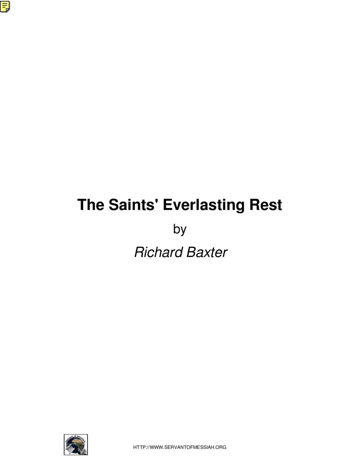 Richard Baxter Saint's Everlasting Rest by Servant of Messiah Ministry Issuu