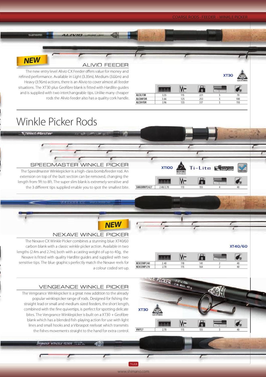 shimano alivio feeder rod Aero X7 Precision 3,05m 10'0" 60g 1pc+long tip  Barracuda Shop for example Shimano catalogue 2012 English by