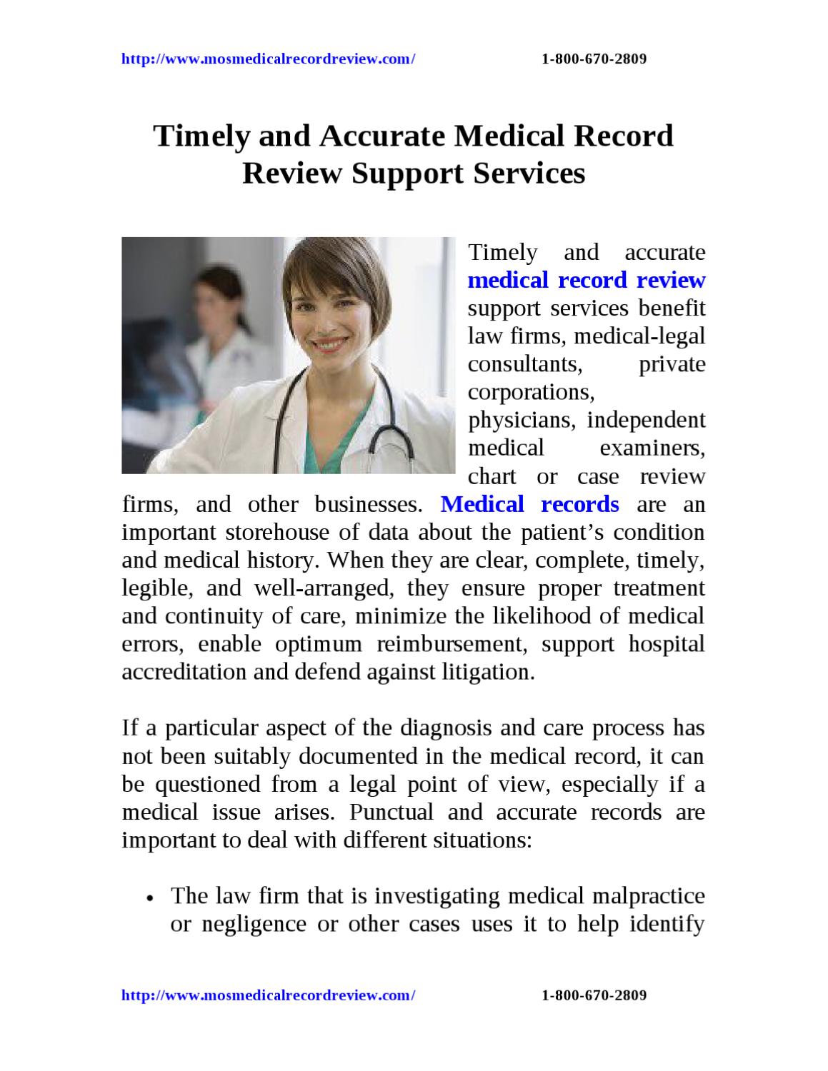 Timely and Accurate Medical Record Review Support Services by MOS