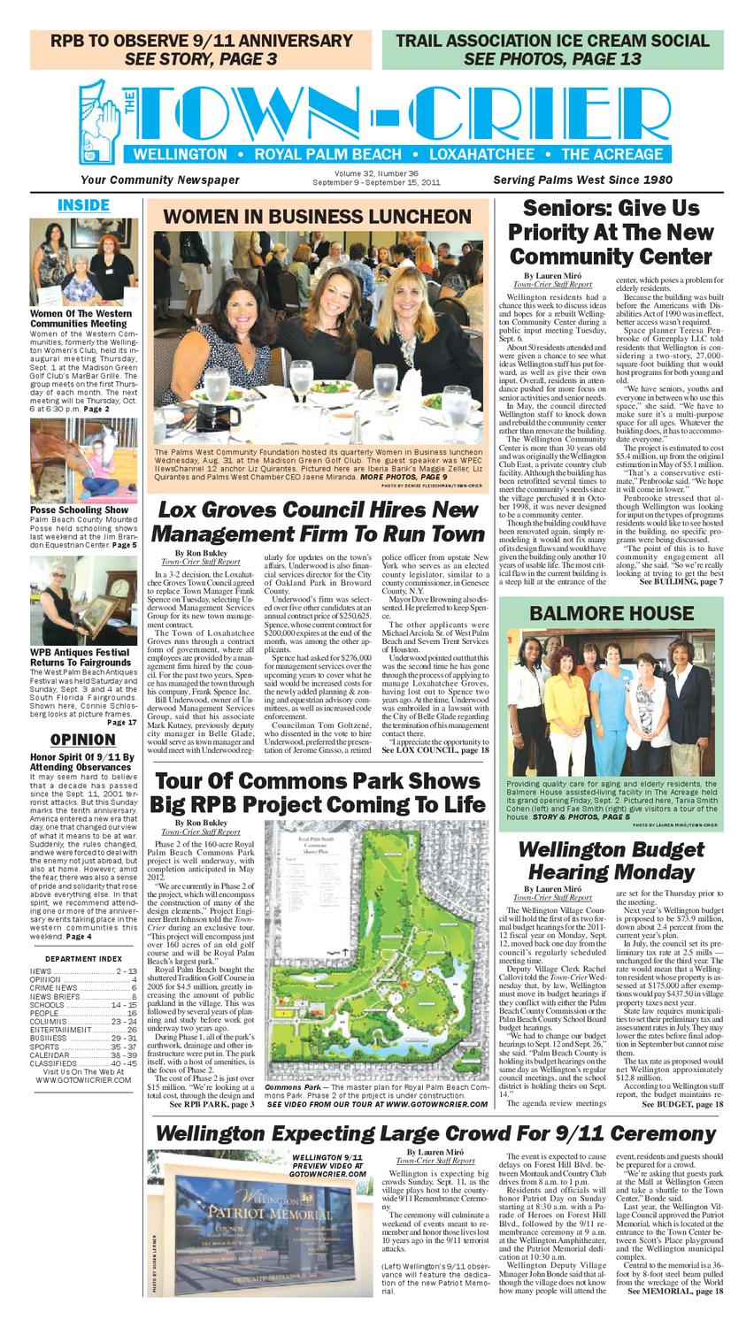 Town-Crier Newspaper September 9, 2011 by Wellington The Magazine LLC -  Issuu