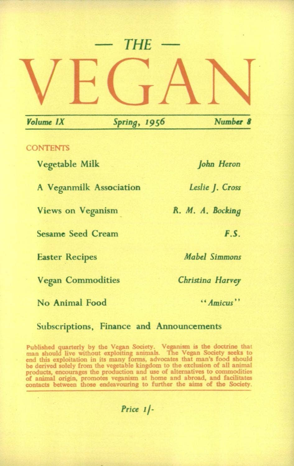 The Vegan Spring 1956 by The Vegan Society - Issuu