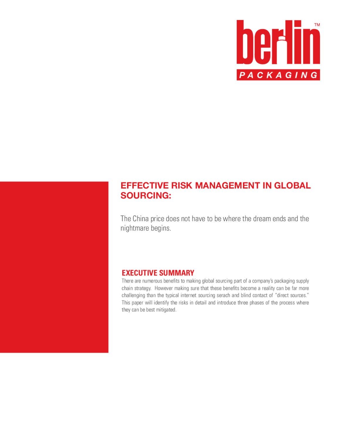 Effective Risk Management in Global Sourcing by Berlin Packaging - Issuu