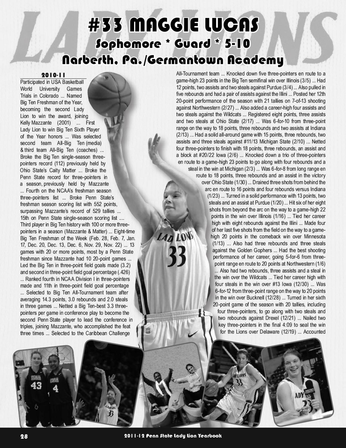 201112 Lady Lion Basketball Yearbook by Penn State Athletics Issuu