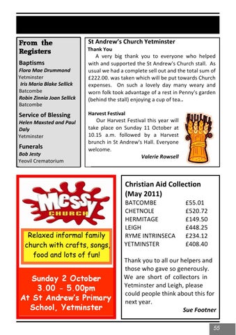 239 august september 2011 wriggle valley magazine by wriggle valley from the registers baptisms flora mae drummond yetminster iris maria blake sellick batcombe robin zinnia joan sellick batcombe
