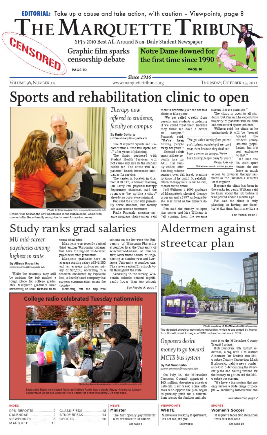 Oct. 13th, 2011The Marquette Tribune by Marquette Tribune Issuu