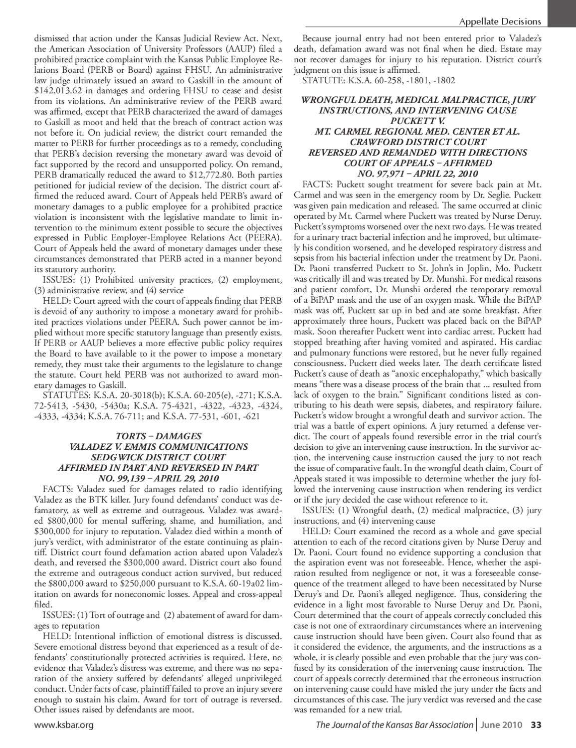 June 2010 • Journal of the Kansas Bar Association by Kansas Bar