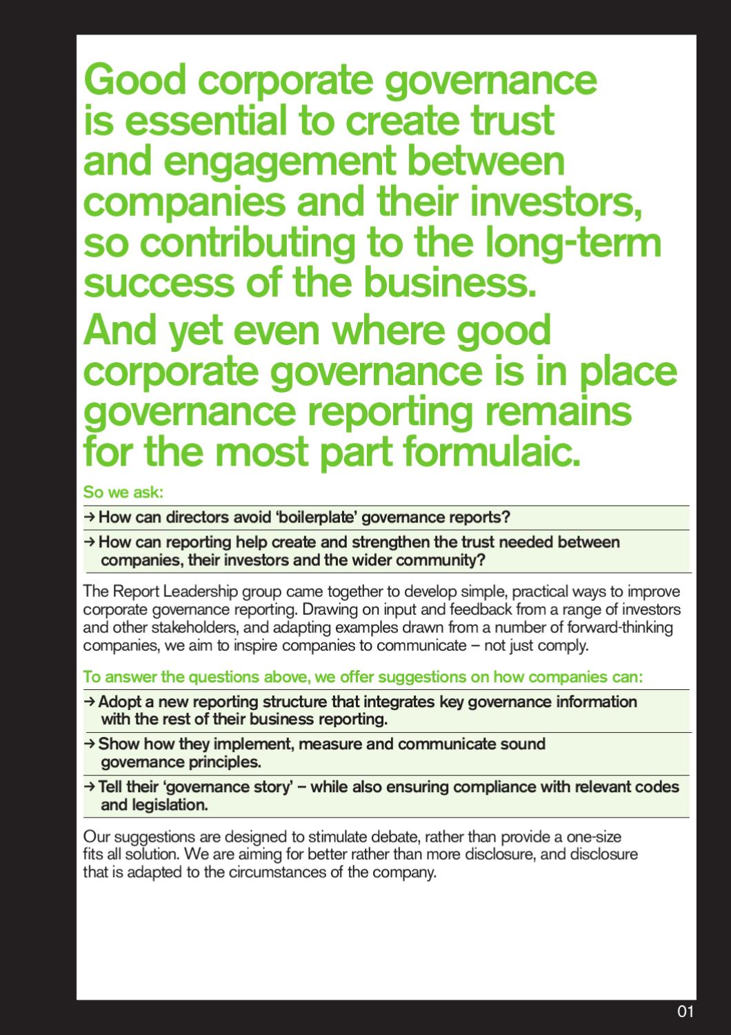 Simple Practical Proposals For Better Reporting Of Corporate Governance By Chartered Institute Of Management Accountants Issuu