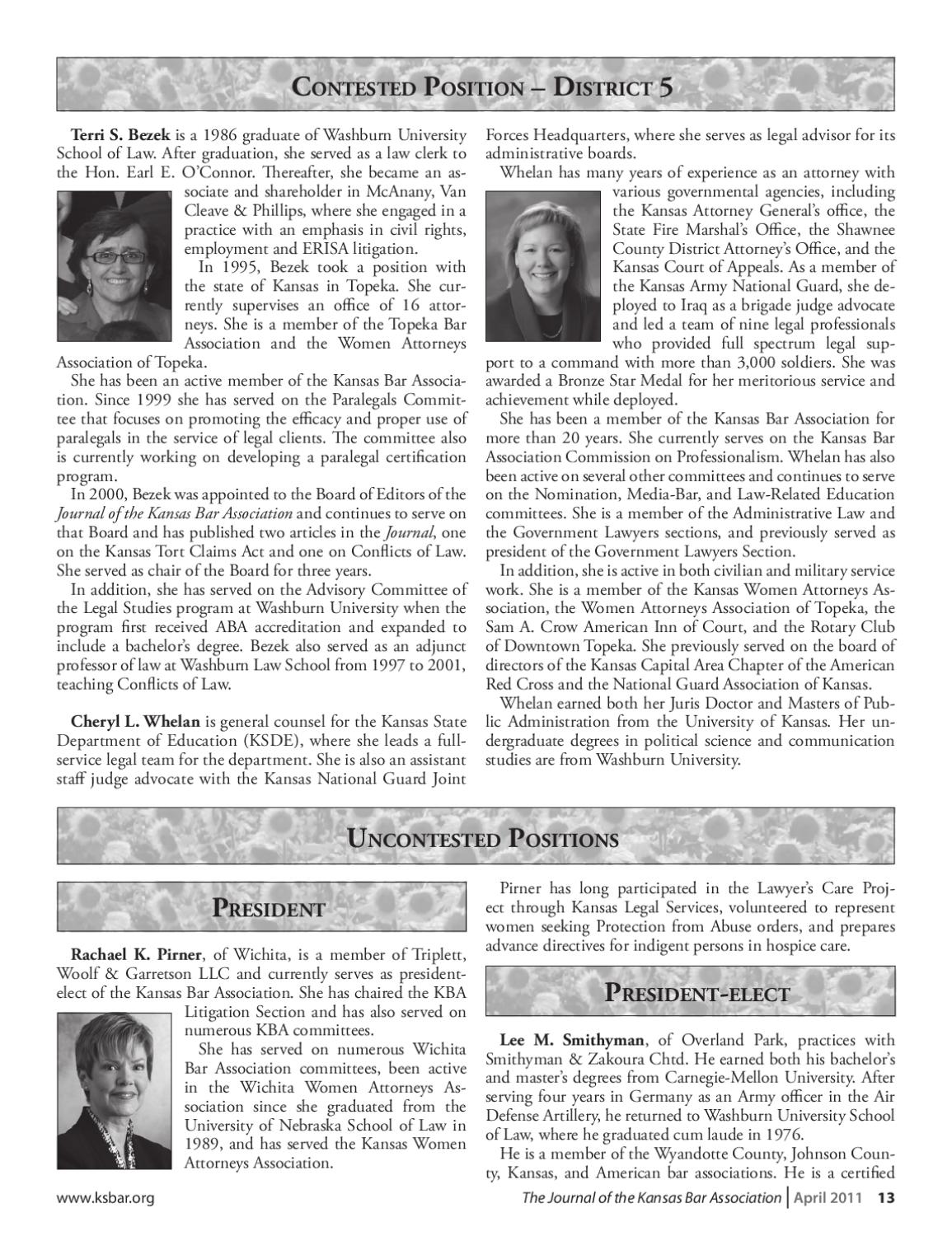 April 2011 • Journal of the Kansas Bar Association by Kansas Bar