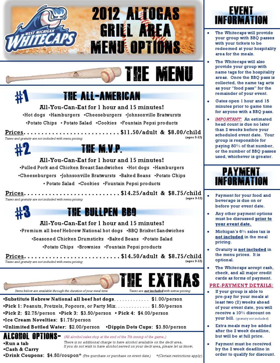 2012 Altogas Grill Menu by West Michigan Whitecaps Issuu
