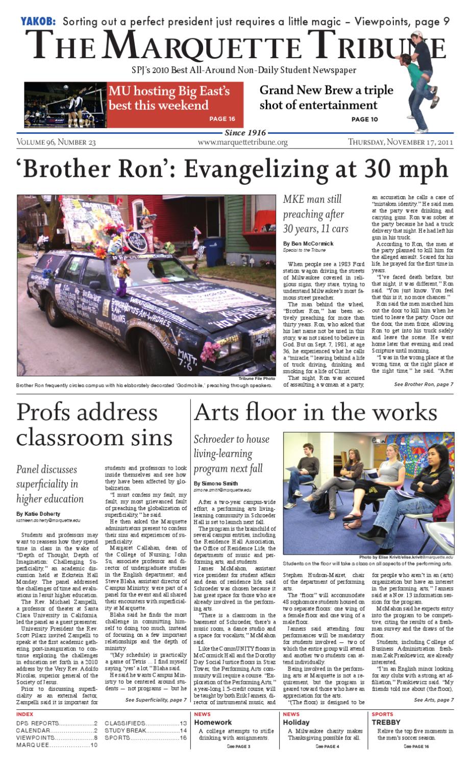 Nov. 17th, 2011 The Marquette Tribune by Marquette Tribune Issuu