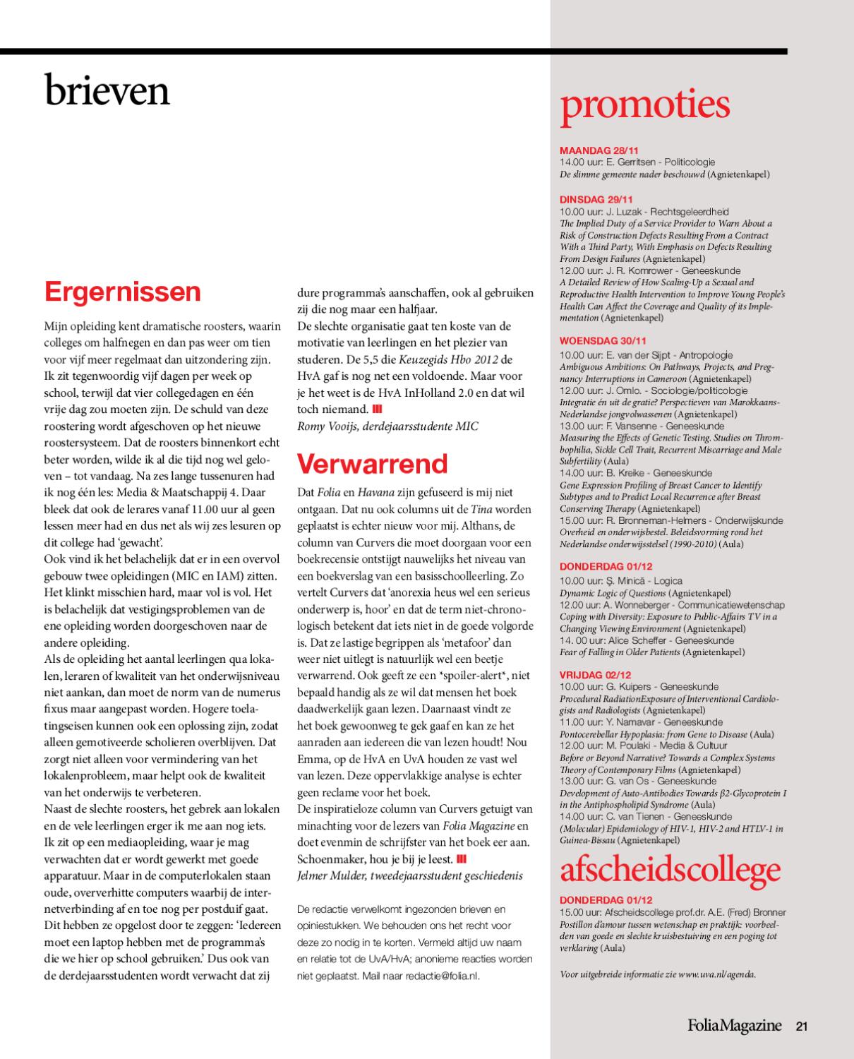 Folia Magazine #11, jaargang 2011-2012 by Folia - Issuu