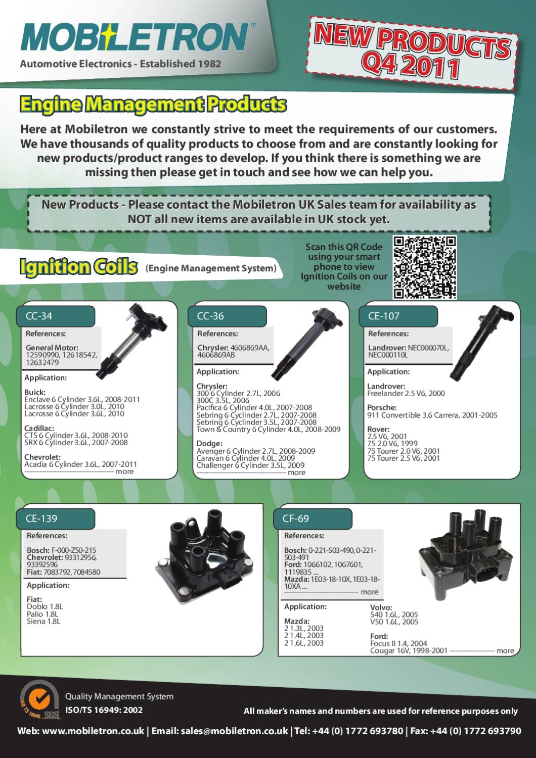 Engine Management New Product Booklet Q4 2011 by Mobiletron UK Issuu