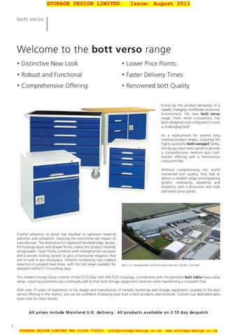 Storage Design Limited 家具目录 · SDL Bott Verso 2011 36 pages 第 2 页
